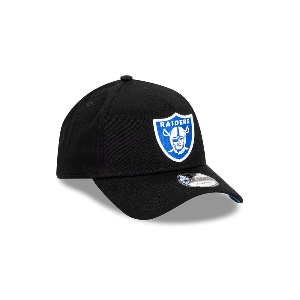 Las Vegas Raiders Hat - Black Royal Blue White 9Forty A-Frame NFL Snapback Cap - New Era